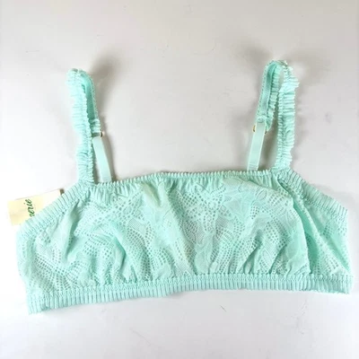 Aerie Coral Lace Bandeau Bralette Sz M Aqua Blue Sheer Beekaboo Lightweight NWT - Image 1 of 4