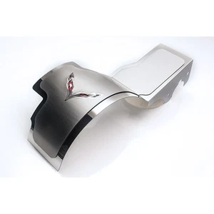 ACC Alternator Cover Red CF Crossed Flags Inlay fits 2014-19 Corvette-Stainless - Picture 1 of 5