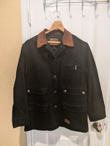 Ralph Lauren L Hunting Jacket Black RRL Utility Polo Leather Chore Western - Picture 1 of 11