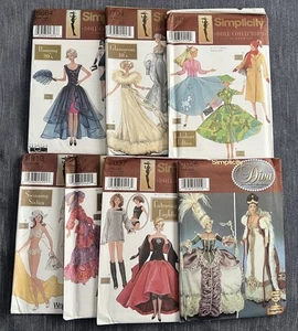 Lot of 7 Simplicity 11-1/2" Barbie Size DOLL Clothes Patterns Collector's Club - Picture 1 of 9