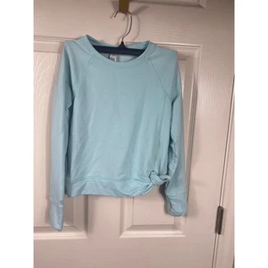 Athleta Girl Pullover Top Activewear Knot Long Sleeve Blue Size S/7 - Picture 1 of 6
