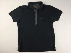 Diesel Polo Shirt Men's Black Size Medium 100%Cotton Button Short Sleeve - Picture 1 of 11