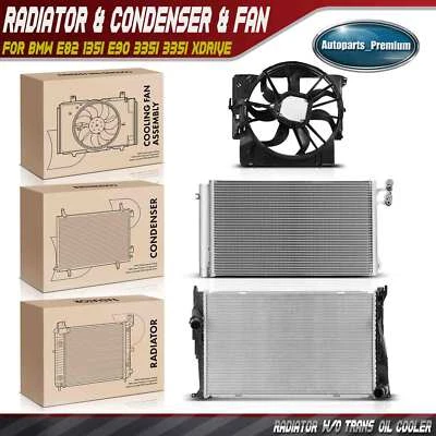 Radiator & AC Condenser & Cooling Fan Kit for BMW E82 135i E90 335i 335i xDrive - Image 1 of 4
