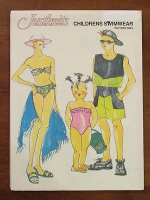 JUSTKNITS PATTERN - 9682 CHILDREN'S SWIMWEAR MAILLOT BIKINI SHORTS 2-12 UNCUT - Image 1 of 2