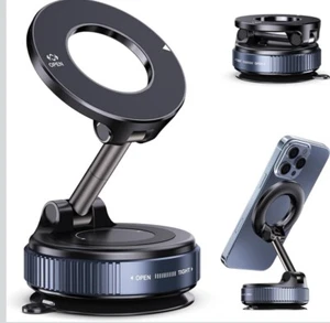 360 Vacuum Strong Magnetic Phone Holder Suction Cup Car Stand Foldable Car Mount - Zdjęcie 1 z 8