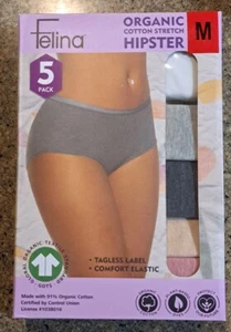 NEW Felina Women's 5 Pack Organic Cotton Stretch Hipster Size Medium - Picture 1 of 2