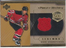 2000-01 Upper Deck A Piece of History 500 Goal Club Jersey Dave Andreychuk