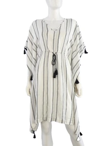 Marks and Spencer Beach Cover Up Kaftan Dress Striped Tassel Summer V Neck S - Picture 1 of 14