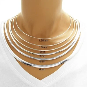 925 Sterling Silver Elegant Omega Chain Necklace - All Widths and Lengths - Picture 1 of 31