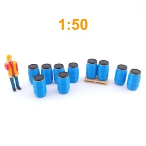 10 bidons alimentaires bleu, échelle 1/50 décor entrepot transport marchandises - Photo 1/3