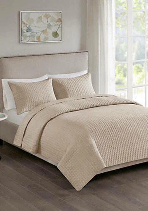 510 Design Queen 3 Piece Reversible Coverlet Set With Khaki Finish 5ds13-0032