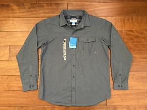 Columbia Shirt Mens Large Gray Omni Wick Button Up Plaid Long Sleeve Fishing NWT - Picture 1 of 20