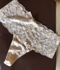 Soma Intimates Embraceable Allover Lace Retro Thong XL EGGSHELL OFF WHITE Sexy