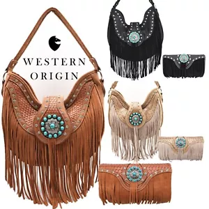 Western Fringe Conchos Handbag Concealed Carry Purse Women Shoulder Bag Wallets - Picture 1 of 28
