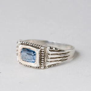 Silber Ring Blauer Stein Größe 56 (17,8 mm Ø) 2,54 g - Bild 1 von 6