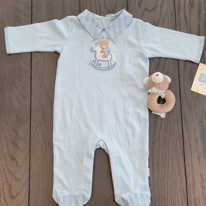 NEW Little Me Baby Blue Welcome To The World Coverall With Rattle Size 6 Months - Picture 1 of 10