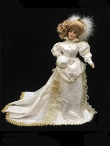 Franklin Mint Kristina The First Annual Gibson Girl Christmas Heirloom Doll 1990 - Foto 1 di 14