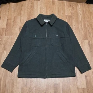 Vintage L.L. Bean Wool Mackinaw Jacket Size Large Green Made in USA - Picture 1 of 8