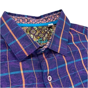 Robert Graham Flip Cuff purple paisley long sleeve button-up men's shirt 2XL 70s - Picture 1 of 10