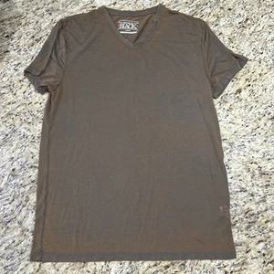 Camiseta Hebilla Negra Burnout Para Hombre Talla Grande Marrón Manga Corta Cuello en V Lavado Ácido - Imagen 1 de 6