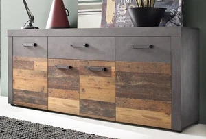 Sideboard ca 180 cm Plankenoptik Kommode vintage Wohnzimmerschrank grau - Bild 1 von 5