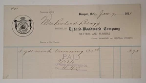 3 Bangor Maine Bar Harbor Hatters & Furriers 1911/12 Receipt Billhead Letterhead - Picture 1 of 4