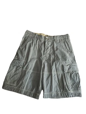 复古 Abercrombie & Fitch 泡泡纱铁路条纹短裤 34 纽扣飞画 — 第 1/4 张图片