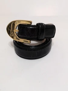 Ceinture Liz Claiborne cuir noir moyen cuir collé femme 24081 VINTAGE '90 - Photo 1/16