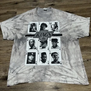 Vintage 90s New York Rap Kings Tie-Dye Grey Black T-Shirt Adult Sz XL Hip-Hop - Picture 1 of 5