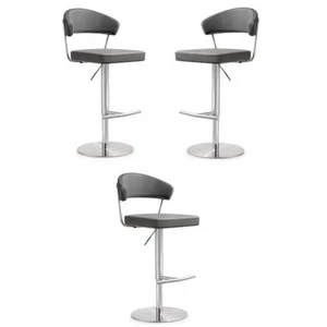 Home Square Cosmo 22" Contemporary Fabric and MDF Barstool in Gray - Set of 3 - Picture 1 of 11