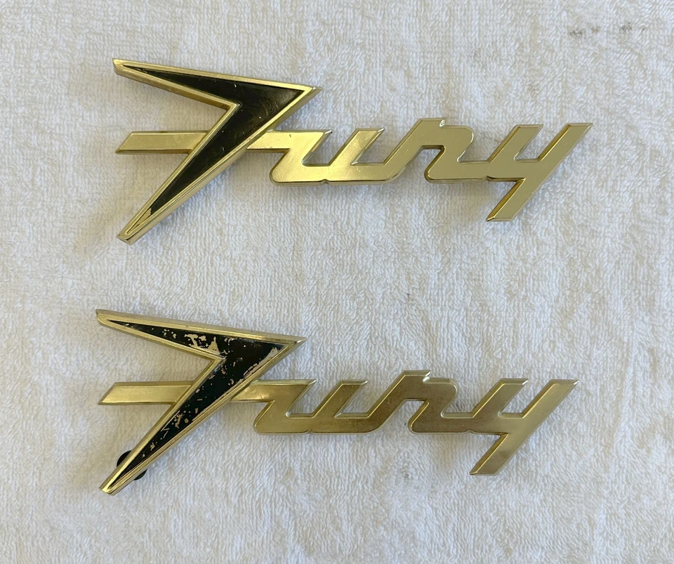 1959 Plymouth Sport ярость четверть панели эмблемы пара золотой отделки MP2-P 59 2dr HT - Изображение 1 из 4