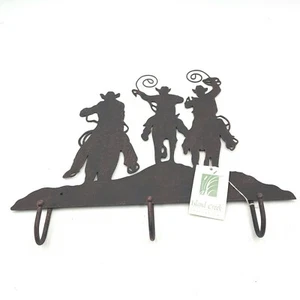 Rustikale Wohndeko Metall Cowboy Roundup Schlüsselhalter mit 3 Haken Wandmontage  - Bild 1 von 12