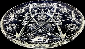 Anchor Hocking Crystal Glass Star of David Prescut Serving Cake Platter EAPC 13” - Picture 1 of 3