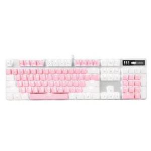 MageGee Blue Switch 104 Keys White Backlit Mechanical Gaming Keyboard (Wht/Pink) - Picture 1 of 1