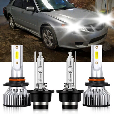Combo de bombillas de faros LED HID para Saab 9-2X 2005-2006 9005 D2S kit de haz alto bajo Foto 1 de 4