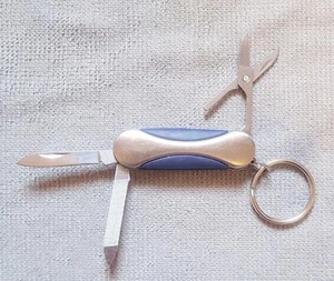 Keychain Pocketknife Multi Tool Blade File Scissors Metal Rubber Free Shipping - Picture 1 of 4