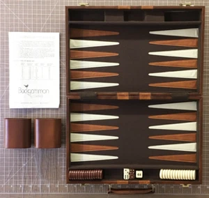 Cardinal Backgammon Faux Leatherette Case 14.75 x 9.5 Missing 1 White Game Piece - Picture 1 of 7