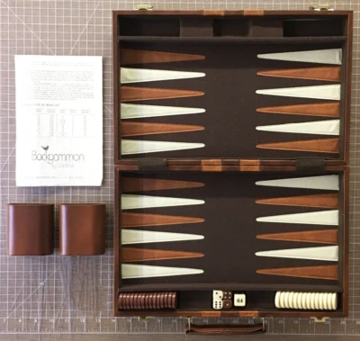 Cardinal Backgammon Faux Leatherette Case 14.75 x 9.5 Missing 1 White Game Piece - Image 1 of 4