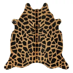 6x6 Ft GIRAFFE Cowhide Rug Natural Hair print printed  Cow Hide zebra dark brown - Picture 1 of 2