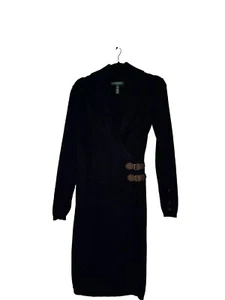 Ralph Lauren Sweater Dress Wrap style Cotton side Buckle Cozy Chic XS - Picture 1 of 12
