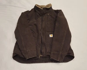 Carhartt Brown Jacket Sherpa Lined Women’s Size Large WJ022 DKB - Picture 1 of 14
