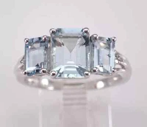 Lab Created Aquamarine Vintage 14K Yellow Gold Plated Engagement Ring 3CT - Picture 1 of 5