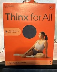 Thinx for All All Day Absorbency Leakproof Period Underwear Lace Trim Storm XL - Picture 1 of 2
