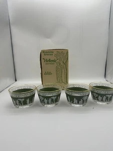 VTG Wedgwood Hellenic Grecian Ice Bucket 4 Pack Glass Green Jeanette Jasperware - Picture 1 of 11