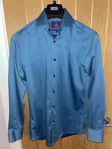 Hawes & Curtis Slim Fit Shirt S Turquoise and blue - Picture 1 of 6
