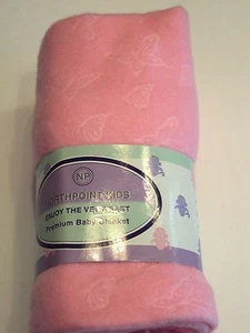 Northpoint Kids Premium Baby Blanket Pink Butterfly Print Fleece, NEW - Picture 1 of 1