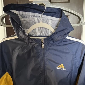 Vintage Adidas Pullover 1/4 Zip Windbreaker Jacket Yellow/Blue Youth XL - Picture 1 of 9