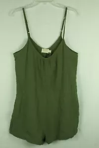 Women's Green Crinkle Romper Shorts Jumpsuit Size Large New Lightweight Summer - Picture 1 of 6