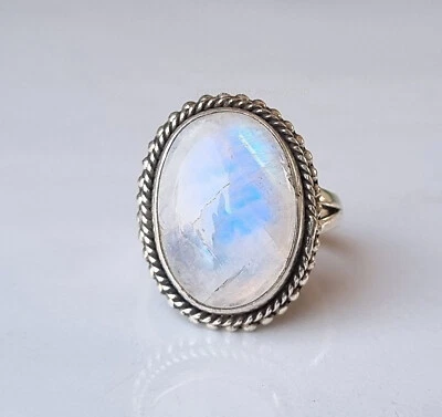 Piedra lunar piedra preciosa 925 plata esterlina anillo hecho a mano regalo para aniversario PG2654 Foto 1 de 3