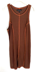 Derek Heart Rust Orange Trim Fitted Above Knee Giraffe Ribbed Tank Dress XL - Picture 1 of 8
